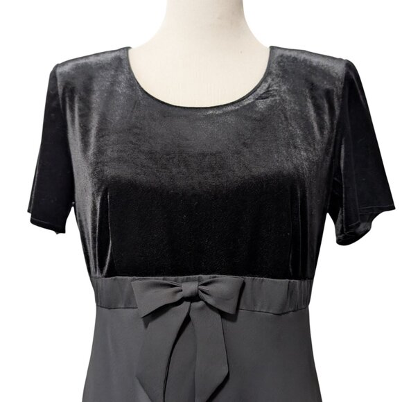 Vintage Molly Malloy Evening Women Sz 10 Black Velvet Chiffon Bow Cocktail Dress - Picture 4 of 8